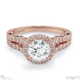 round ornate split pave band lab grown diamond engagement ring rose gold with 18k rose gold metal and round shape diamond