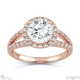 round halo pave split band gold natural diamond engagement ring rose gold with 9k rose gold metal and round shape diamond