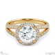 round halo pave split band gold natural diamond engagement ring yellow gold with 9k yellow gold metal and round shape diamond