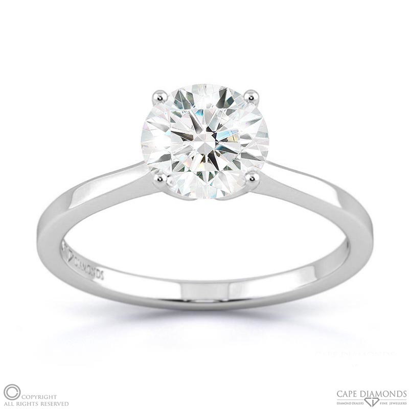 Four-Claw Leaf Shape Lab Grown Diamond Engagement Ring White Gold