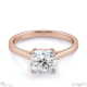 4 claw solitaire lab grown diamond engagement ring rose gold with 9k rose gold metal and cushion shape diamond