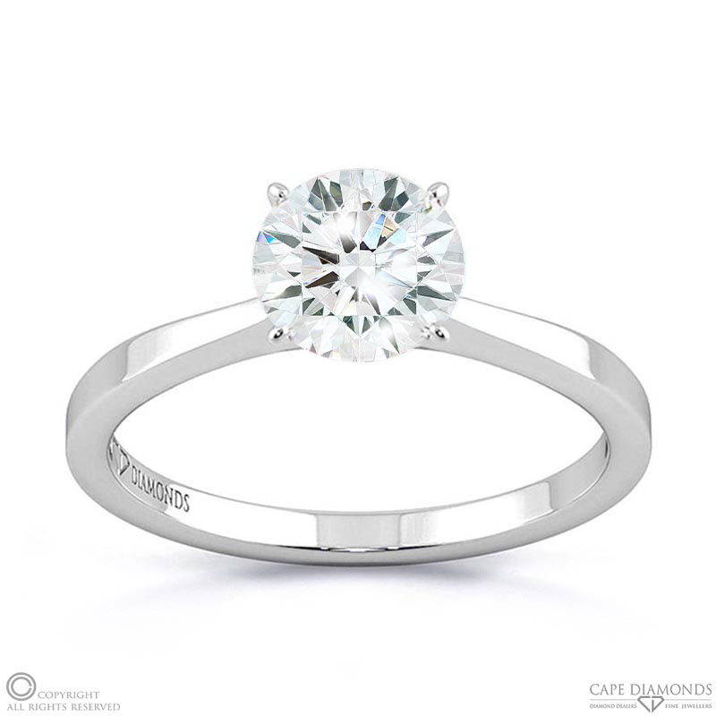 4 claw natural diamond engagement ring white gold with 9k white gold metal and round shape diamond