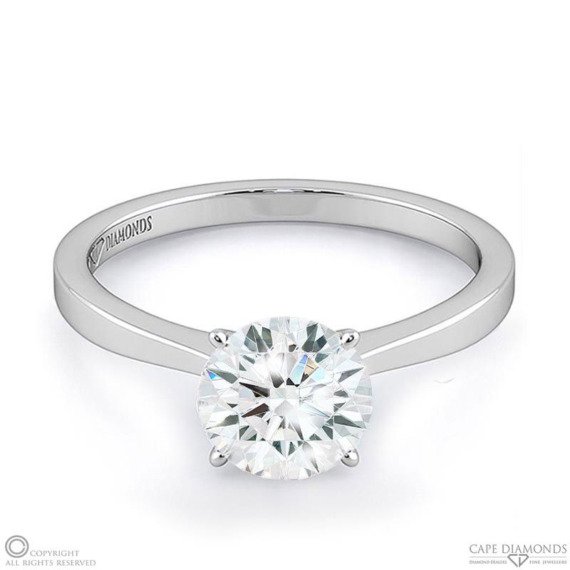 4 claw natural diamond engagement ring white gold with 9k white gold metal and round shape diamond