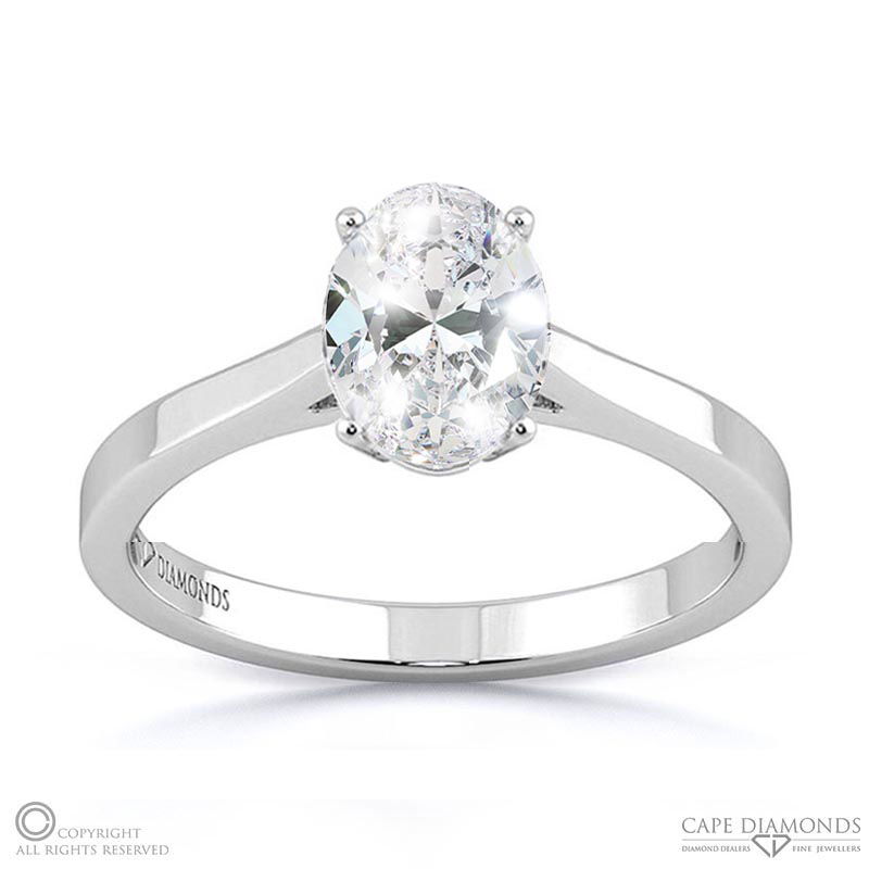 stylish oval natural diamond 4 prong solitaire engagement ring white gold with 9k white gold metal and oval shape diamond