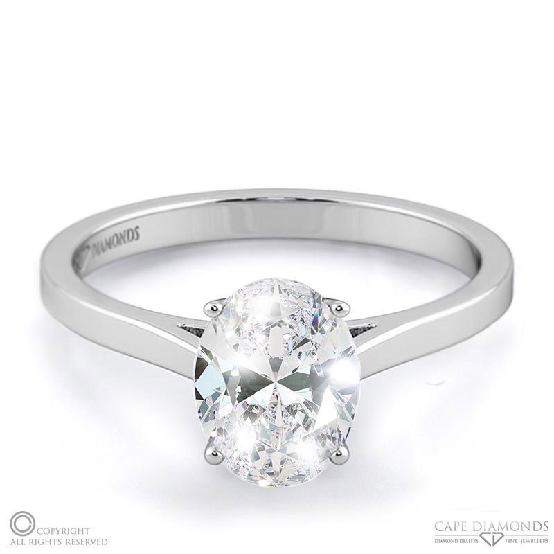 stylish oval natural diamond 4 prong solitaire engagement ring white gold with 9k white gold metal and oval shape diamond