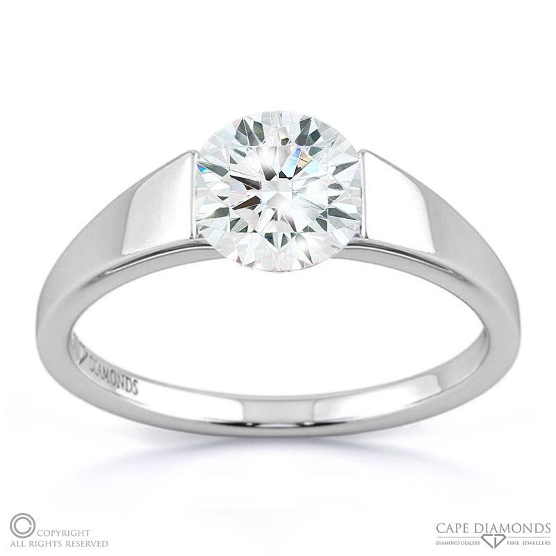 Solitaire Tension Natural Diamond Engagement Ring White Gold