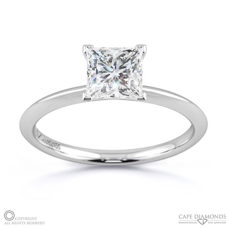 Princess Cut 4 Claw Lab Grown Diamond Engagement Ring White Gold
