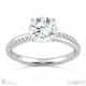 4 claw round pave cross over natural diamond engagement ring white gold with 9k white gold metal and round shape diamond
