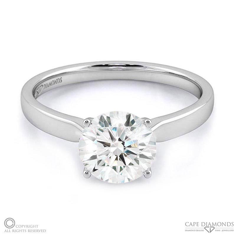 four claw round solitaire natural diamond engagement ring white gold with 9k white gold metal and round shape diamond