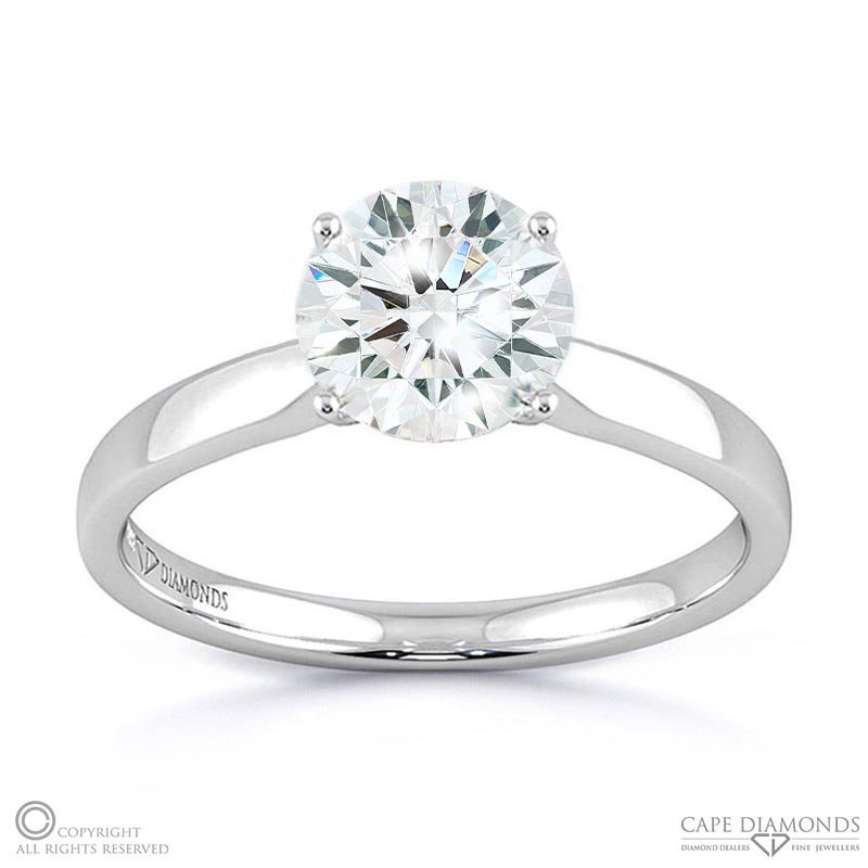 Four Claw Round Solitaire Lab Grown Diamond Engagement Ring White Gold