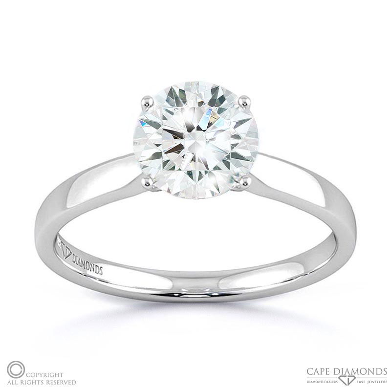 four claw round solitaire natural diamond engagement ring white gold with 9k white gold metal and round shape diamond