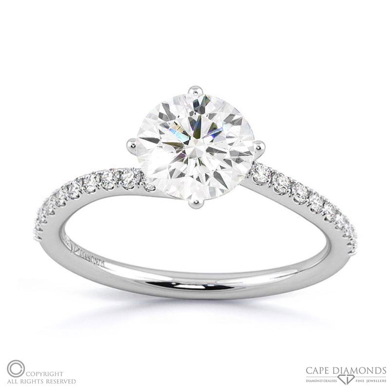 Four 4 Claw Twist Micro Setting Lab Grown Diamond Engagement Ring White Gold