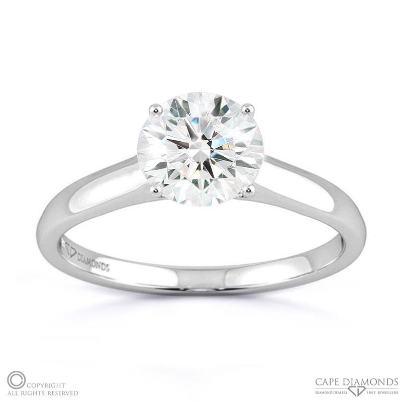 Four Claw Raised Solitaire Lab Grown Diamond Engagement Ring White Gold
