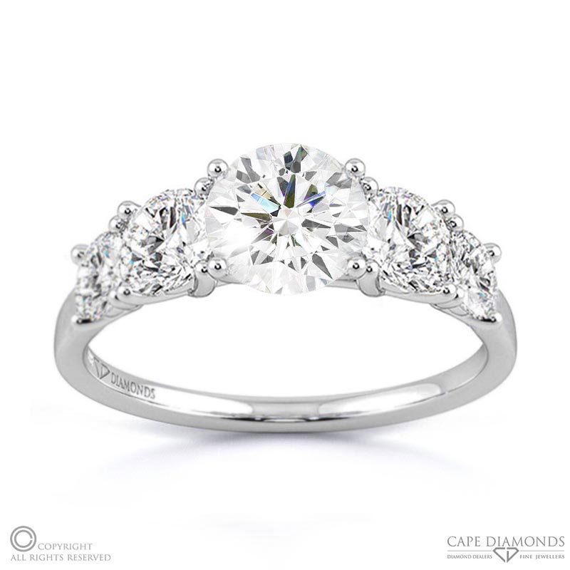 Five Lab Grown Diamond Engagement Ring White Gold