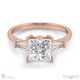 baguette princess trilogy lab grown diamond engagement ring rose gold with 9k rose gold metal and princess shape diamond