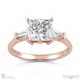 baguette princess trilogy lab grown diamond engagement ring rose gold with 9k rose gold metal and princess shape diamond