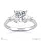 baguette princess cut 3 stone natural diamond engagement ring platinum with platinum metal and princess shape diamond