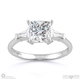 baguette princess cut 3 stone natural diamond engagement ring white gold with 9k white gold metal and princess shape diamond