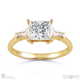 baguette princess cut 3 stone natural diamond engagement ring yellow gold with 9k yellow gold metal and princess shape diamond
