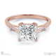 baguette princess cut 3 stone natural diamond engagement ring rose gold with 9k rose gold metal and princess shape diamond