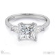 baguette princess cut 3 stone natural diamond engagement ring white gold with 9k white gold metal and princess shape diamond