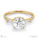 trilogy round natural diamond engagement ring yellow gold with baguette side natural diamonds with 18k yellow gold metal and round shape diamond