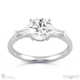 trilogy round lab grown diamond engagement ring platinum with baguette side lab grown diamonds with platinum metal and round shape diamond