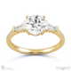 trilogy round natural diamond engagement ring yellow gold with baguette side natural diamonds with 18k yellow gold metal and round shape diamond