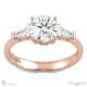 baguette round cut 3 stone lab grown diamond engagement ring rose gold with 18k rose gold metal and round shape diamond
