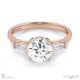 baguette round cut 3 stone lab grown diamond engagement ring rose gold with 18k rose gold metal and round shape diamond