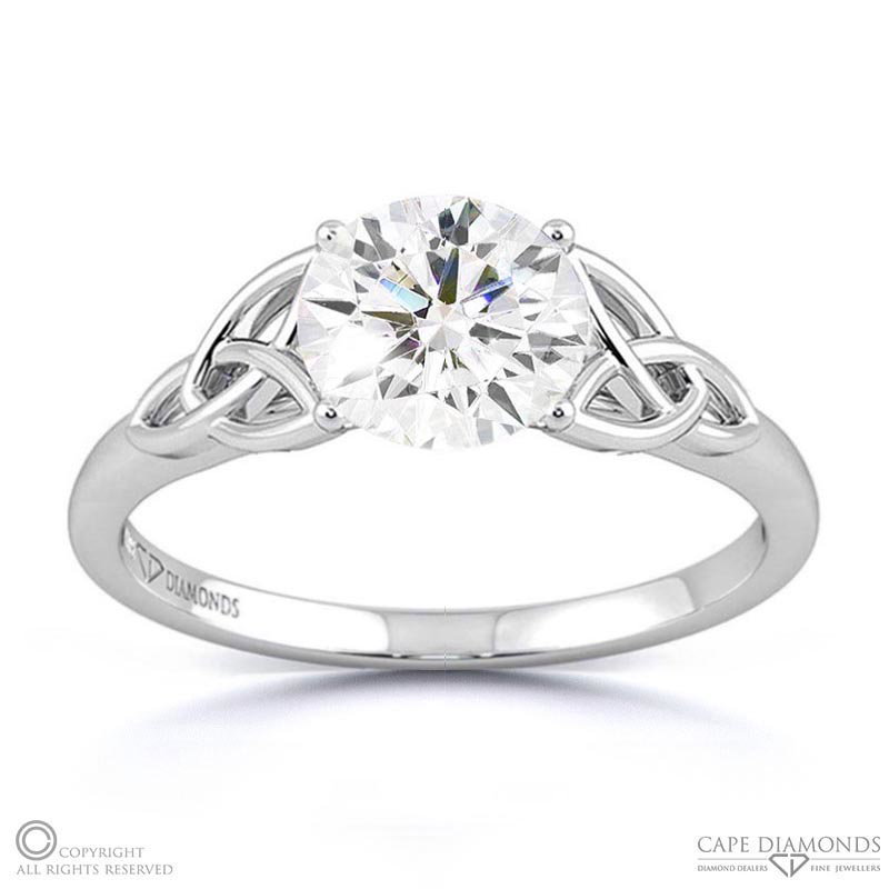 Celtic Infinity Natural Diamond Engagement Ring White Gold
