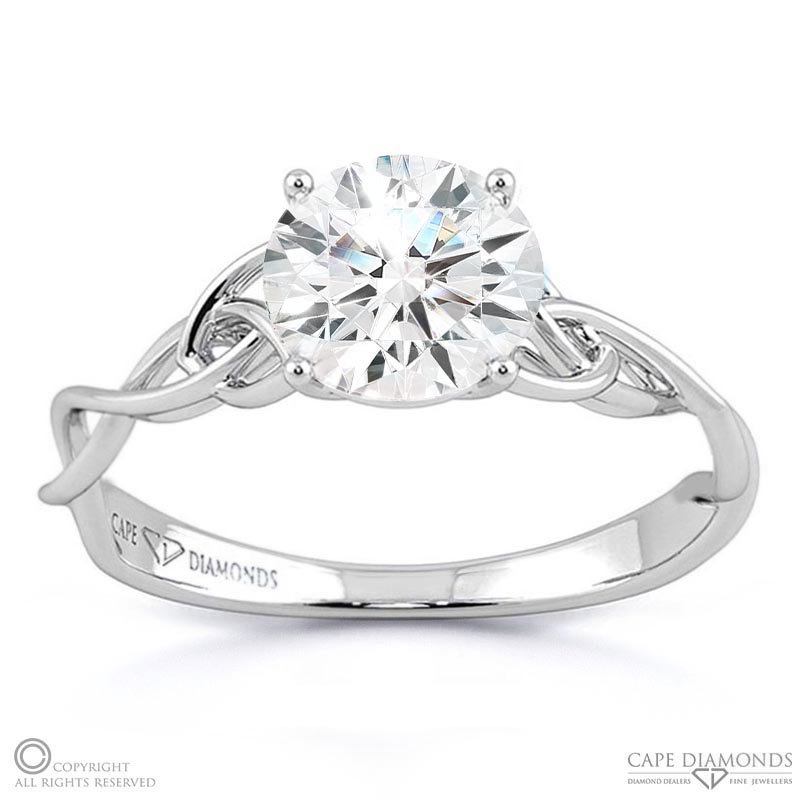 Round 4 Claw Ornate Celtic Lab Grown Diamond Engagement Ring White Gold