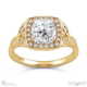 cushion leaf halo lab grown diamond engagement ring yellow gold with 9k yellow gold metal and cushion shape diamond