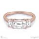 emerald cut 3 natural diamond trilogy engagement ring rose gold with 9k rose gold metal and emerald shape diamond