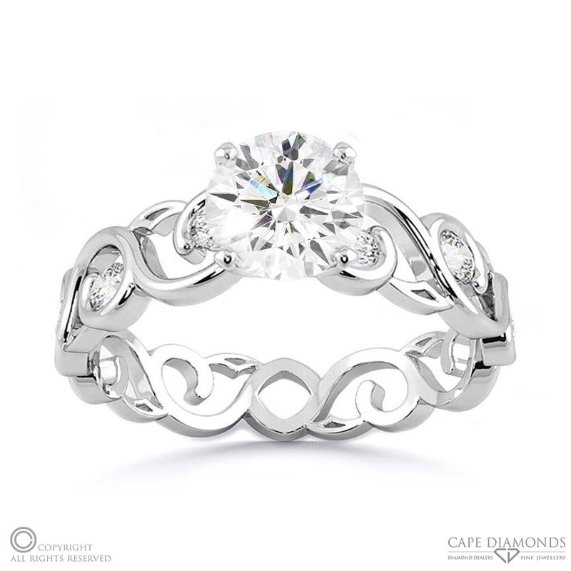 Filigree Twist Lab Grown Diamond Engagement Ring White Gold