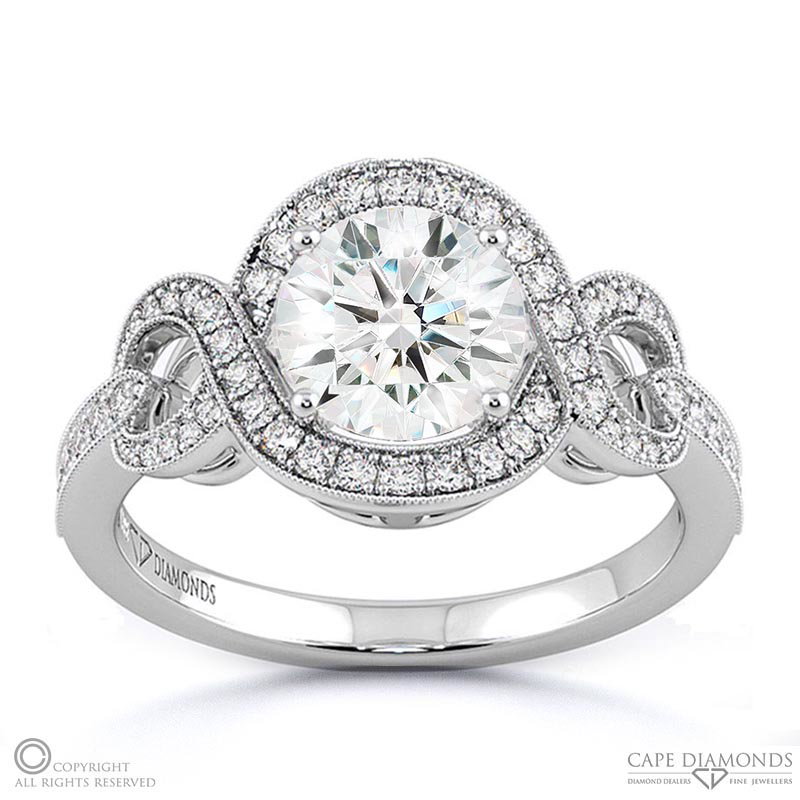 Halo Crossover Infinity Engagement Ring White Gold