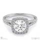 a split band halo engagement ring platinum with platinum metal and round shape diamond