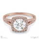 a split band halo engagement ring rose gold with 18k rose gold metal and round shape diamond