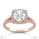 a split band halo engagement ring rose gold with 18k rose gold metal and round shape diamond