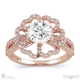 the petal heart halo lab grown diamond engagement ring rose gold with 18k rose gold metal and round shape diamond
