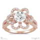 heart halo split band natural diamond engagement ring rose gold with 9k rose gold metal and round shape diamond