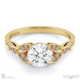 solitaire 4 claw filigree lab grown diamond engagement ring yellow gold with 9k yellow gold metal and round shape diamond
