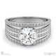 Multi Row Pave Setting Split Band Round Natural Diamond Engagement Ring White Gold