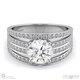 multi row pave setting split band round natural diamond engagement ring white gold with 9k white gold metal and round shape diamond