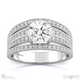 Multi Row Pave Setting Split Band Round Natural Diamond Engagement Ring White Gold