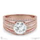 multi row pave setting split band round lab grown diamond engagement ring rose gold with 18k rose gold metal and round shape diamond