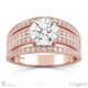 multi row pave setting split band round lab grown diamond engagement ring rose gold with 18k rose gold metal and round shape diamond