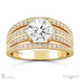 multi row pave setting split band round lab grown diamond engagement ring yellow gold with 9k yellow gold metal and round shape diamond