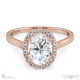 oval halo pave setting lab grown diamond engagement ring rose gold with 18k rose gold metal and oval shape diamond