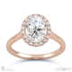 oval halo pave setting lab grown diamond engagement ring rose gold with 18k rose gold metal and oval shape diamond